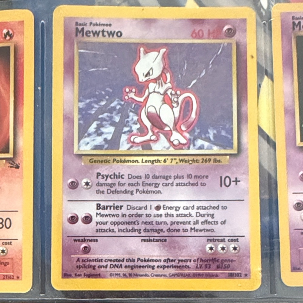 Pokemon Mewtwo Trading Card - Pink and Yellow